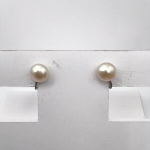 Classic 1950s Style Simulated Pearl Sterling Silver "Twist" Back Earrings